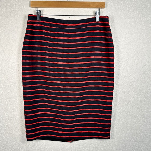Ann Taylor Dresses & Skirts - Ann Taylor Nautical Navy Red Striped Pencil Skirt office Size 10
